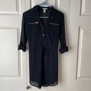 Black long sleeve blouse mini dress